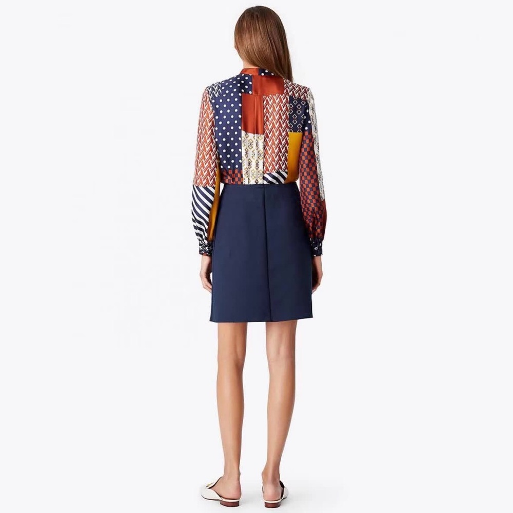 NWT Tory Burch Vivian Patchwork Silk Blouse - Picture 5 of 6